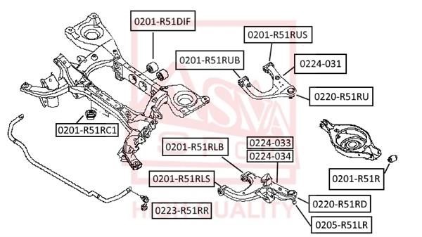 Asva 0201-R51RC1 Silentblock rear beam 0201R51RC1: Buy near me at 2407.PL in Poland at an Affordable price!