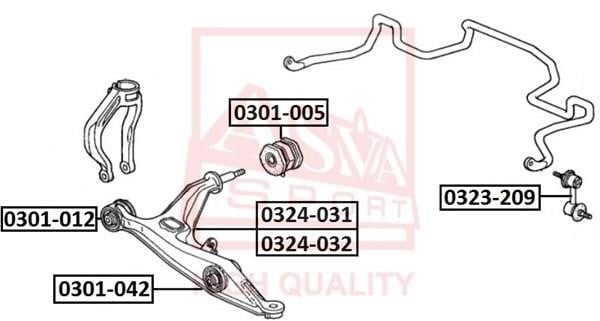 Asva 0301-042 Silent block mount front shock absorber 0301042: Buy near me in Poland at 2407.PL - Good price!