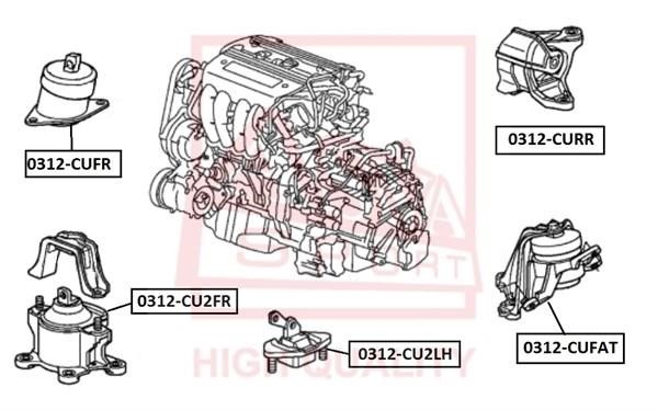 Asva 0312-CU2LH Подушка двигателя 0312CU2LH: Купить в Польше - Отличная цена на 2407.PL!