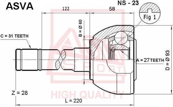 Asva NS-23 CV joint NS23: Buy near me in Poland at 2407.PL - Good price!