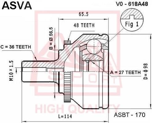 Asva VO-618A48 Шарнир равных угловых скоростей (ШРУС) VO618A48: Купить в Польше - Отличная цена на 2407.PL!