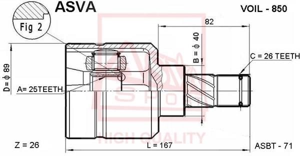 Asva VOIL-850 Шарнір рівних кутових швидкостей (ШРКШ) VOIL850: Приваблива ціна - Купити у Польщі на 2407.PL!