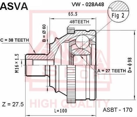 Asva VW-028A48 CV joint VW028A48: Buy near me in Poland at 2407.PL - Good price!