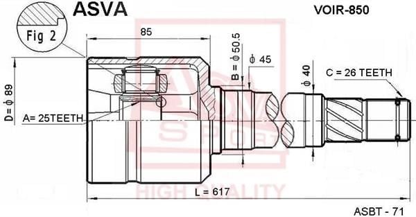 Asva VOIR-850 Шарнир равных угловых скоростей (ШРУС) VOIR850: Отличная цена - Купить в Польше на 2407.PL!
