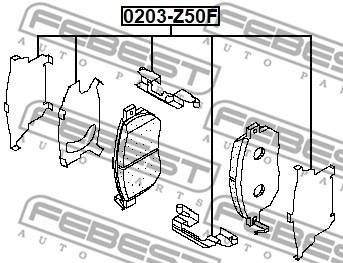 Febest 0203-Z50F Zestaw montażowy klocków hamulcowych 0203Z50F: Dobra cena w Polsce na 2407.PL - Kup Teraz!