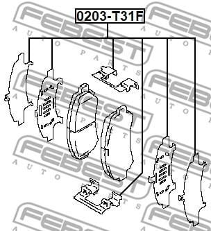 Febest 0203-T31F Комплект монтажний гальмівних колодок 0203T31F: Приваблива ціна - Купити у Польщі на 2407.PL!