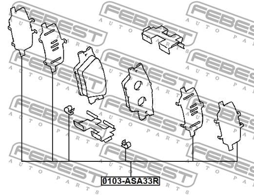 Febest 0103-ASA33R Mounting kit brake pads 0103ASA33R: Buy near me in Poland at 2407.PL - Good price!