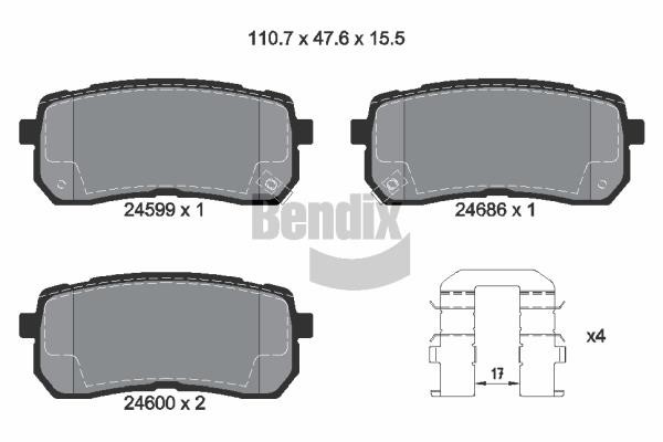 Bendix USA BPD2176 Brake Pad Set, disc brake BPD2176: Buy near me in Poland at 2407.PL - Good price!