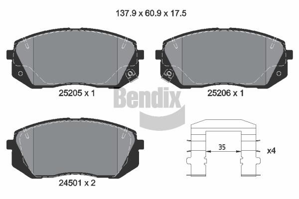Bendix USA BPD1077 Brake Pad Set, disc brake BPD1077: Buy near me in Poland at 2407.PL - Good price!