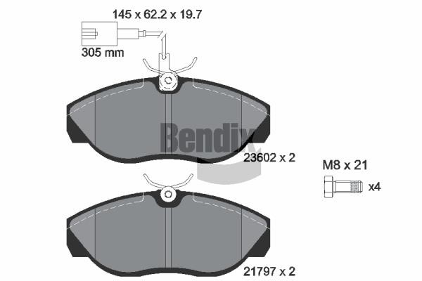 Bendix USA BPD1496 Brake Pad Set, disc brake BPD1496: Buy near me in Poland at 2407.PL - Good price!