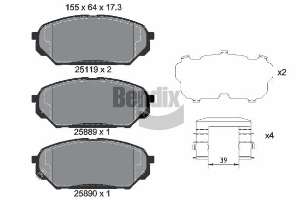 Bendix USA BPD2225 Brake Pad Set, disc brake BPD2225: Buy near me in Poland at 2407.PL - Good price!