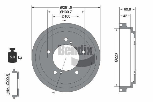 Bendix USA BDM1106 Brake drum BDM1106: Buy near me in Poland at 2407.PL - Good price!