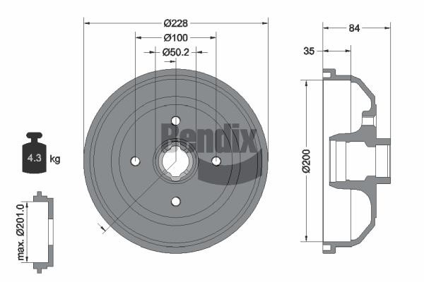 Bendix USA BDM1012 Brake drum BDM1012: Buy near me in Poland at 2407.PL - Good price!