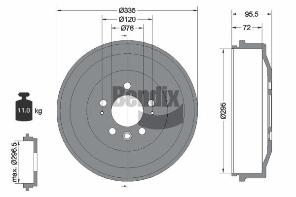 Bendix USA BDM1141 Brake drum BDM1141: Buy near me in Poland at 2407.PL - Good price!