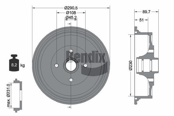 Bendix USA BDM1010 Тормозной барабан BDM1010: Отличная цена - Купить в Польше на 2407.PL!