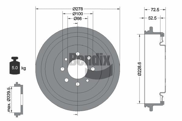 Bendix USA BDM1023 Тормозной барабан BDM1023: Отличная цена - Купить в Польше на 2407.PL!