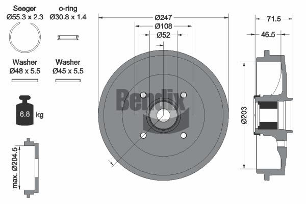 Bendix USA BDM1129 Brake drum BDM1129: Buy near me in Poland at 2407.PL - Good price!