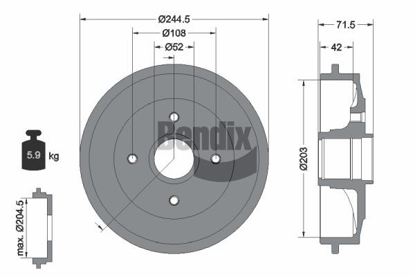 Bendix USA BDM1069 Brake drum BDM1069: Buy near me in Poland at 2407.PL - Good price!