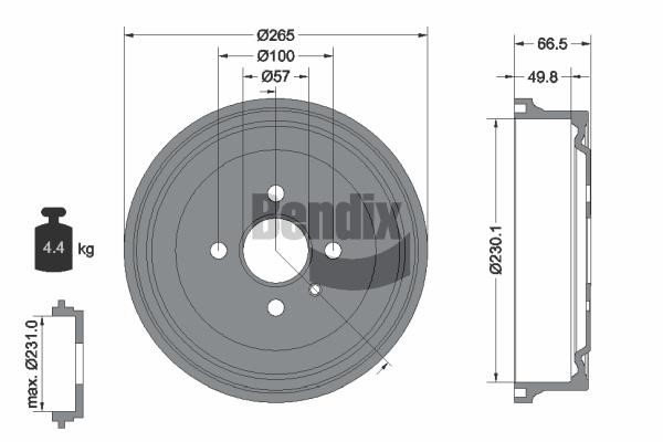 Bendix USA BDM1045 Тормозной барабан BDM1045: Отличная цена - Купить в Польше на 2407.PL!