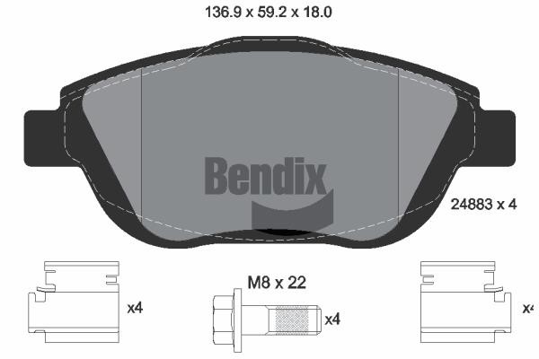 Bendix USA BPD1214 Гальмівні колодки, комплект BPD1214: Приваблива ціна - Купити у Польщі на 2407.PL!