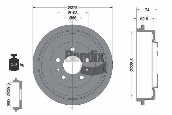 Bendix USA BDM1080 Тормозной барабан BDM1080: Отличная цена - Купить в Польше на 2407.PL!