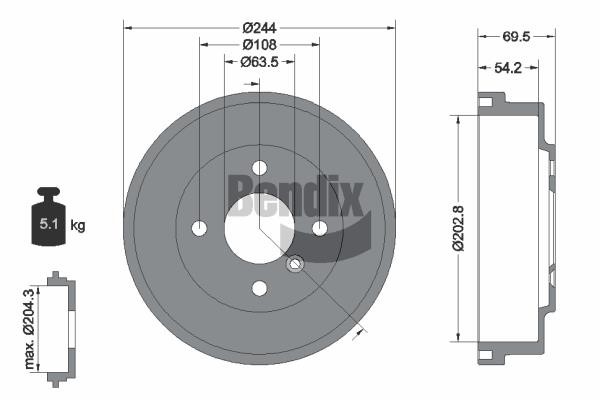 Bendix USA BDM1176 Brake drum BDM1176: Buy near me in Poland at 2407.PL - Good price!