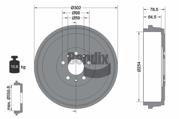 Bendix USA BDM1154 Brake drum BDM1154: Buy near me in Poland at 2407.PL - Good price!