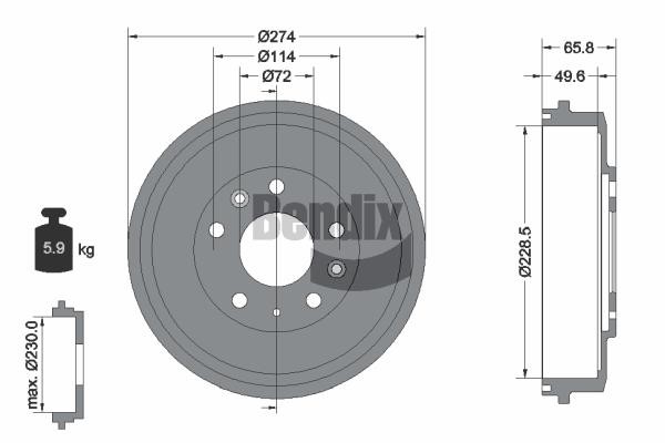 Bendix USA BDM1172 Тормозной барабан BDM1172: Отличная цена - Купить в Польше на 2407.PL!