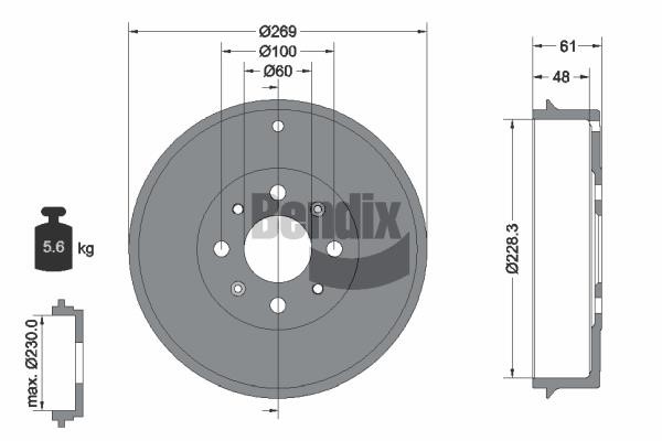 Bendix USA BDM1074 Brake drum BDM1074: Buy near me in Poland at 2407.PL - Good price!