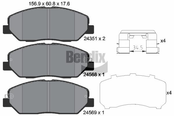 Bendix USA BPD1354 Brake Pad Set, disc brake BPD1354: Buy near me in Poland at 2407.PL - Good price!