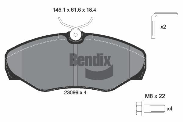 Bendix USA BPD1042 Гальмівні колодки, комплект BPD1042: Приваблива ціна - Купити у Польщі на 2407.PL!