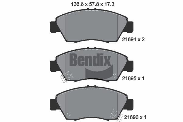 Bendix USA BPD1834 Гальмівні колодки, комплект BPD1834: Приваблива ціна - Купити у Польщі на 2407.PL!