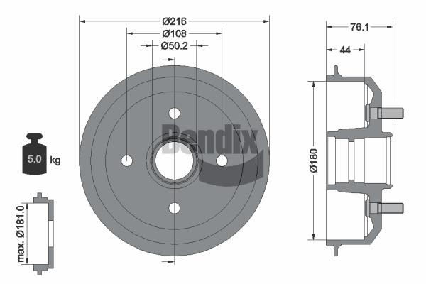 Bendix USA BDM1037 Барабан гальмівний BDM1037: Приваблива ціна - Купити у Польщі на 2407.PL!