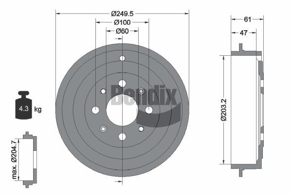Bendix USA BDM1095 Bremstrommel BDM1095: Kaufen Sie zu einem guten Preis in Polen bei 2407.PL!