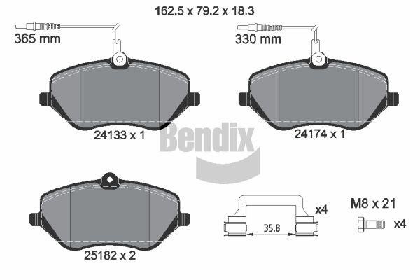 Bendix USA BPD1603 Гальмівні колодки, комплект BPD1603: Приваблива ціна - Купити у Польщі на 2407.PL!