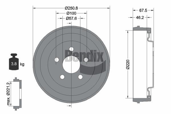 Bendix USA BDM1159 Brake drum BDM1159: Buy near me in Poland at 2407.PL - Good price!