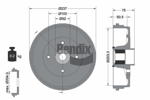 Bendix USA BDM1128 Brake drum BDM1128: Buy near me in Poland at 2407.PL - Good price!