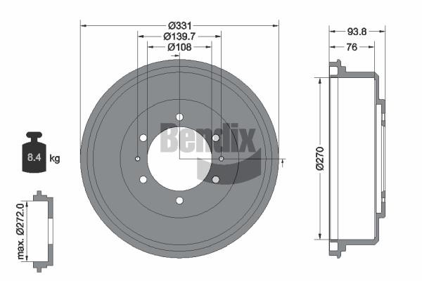 Bendix USA BDM1121 Bęben hamulcowy BDM1121: Dobra cena w Polsce na 2407.PL - Kup Teraz!