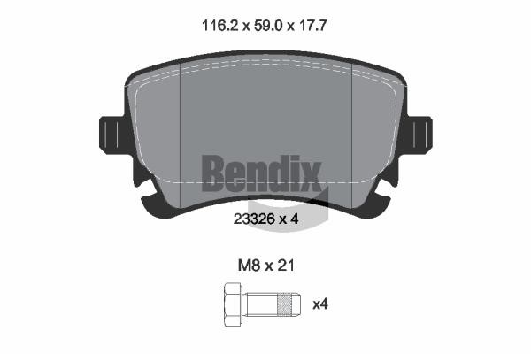 Bendix USA BPD1622 Brake Pad Set, disc brake BPD1622: Buy near me in Poland at 2407.PL - Good price!