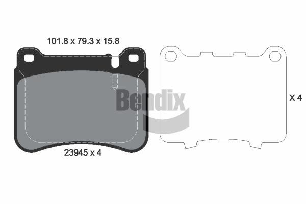 Bendix USA BPD1525 Brake Pad Set, disc brake BPD1525: Buy near me in Poland at 2407.PL - Good price!