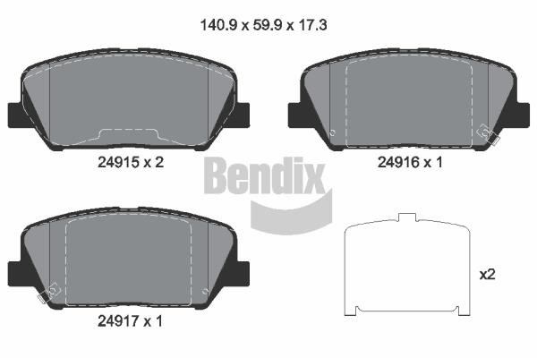 Bendix USA BPD1501 Brake Pad Set, disc brake BPD1501: Buy near me in Poland at 2407.PL - Good price!