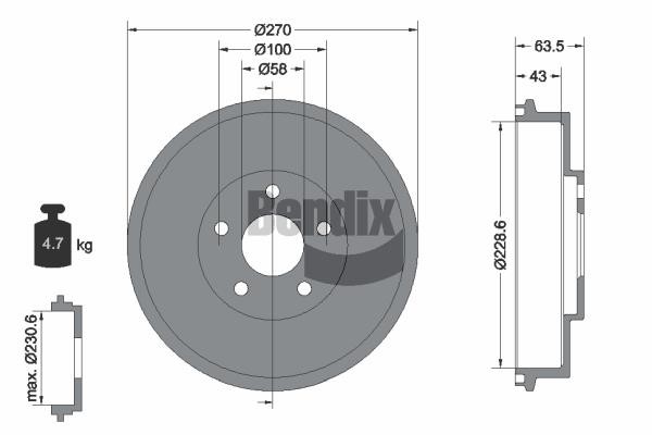 Bendix USA BDM1084 Brake drum BDM1084: Buy near me in Poland at 2407.PL - Good price!