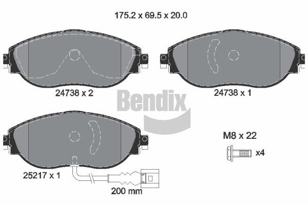 Bendix USA BPD1302 Гальмівні колодки, комплект BPD1302: Приваблива ціна - Купити у Польщі на 2407.PL!