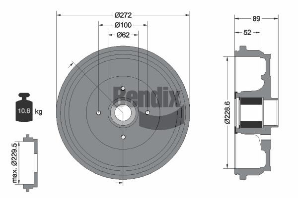 Bendix USA BDM1115 Brake drum BDM1115: Buy near me in Poland at 2407.PL - Good price!