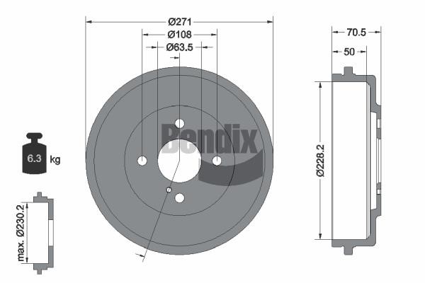 Bendix USA BDM1156 Тормозной барабан BDM1156: Отличная цена - Купить в Польше на 2407.PL!