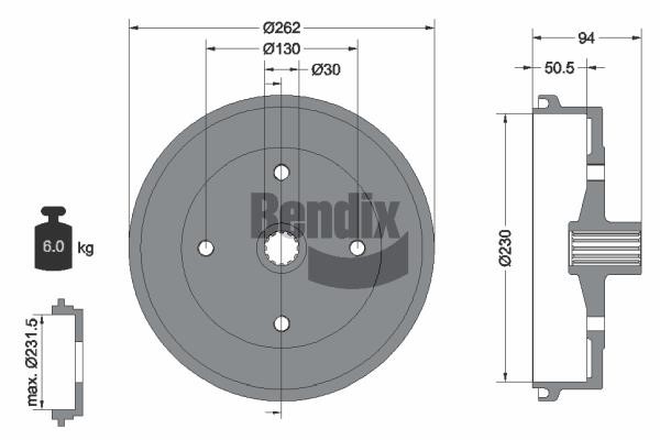 Bendix USA BDM1001 Тормозной барабан BDM1001: Отличная цена - Купить в Польше на 2407.PL!