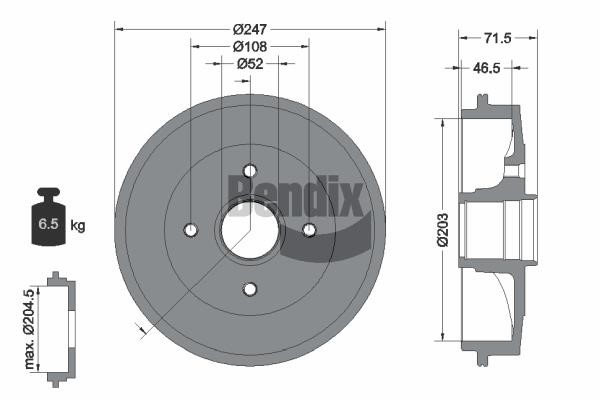 Bendix USA BDM1079 Тормозной барабан BDM1079: Отличная цена - Купить в Польше на 2407.PL!