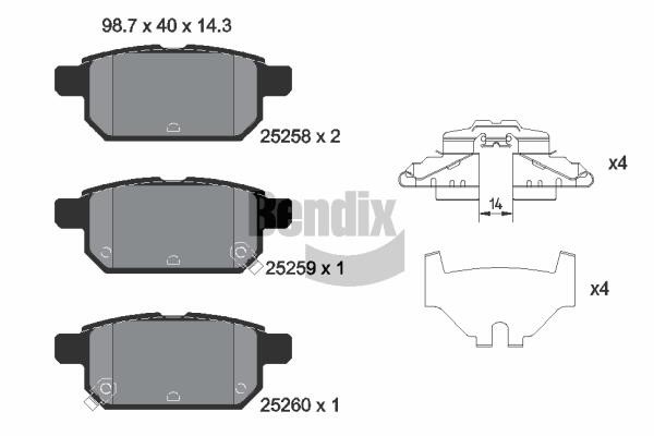 Bendix USA BPD2240 Brake Pad Set, disc brake BPD2240: Buy near me in Poland at 2407.PL - Good price!