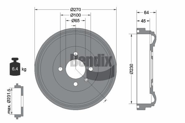 Bendix USA BDM1017 Тормозной барабан BDM1017: Отличная цена - Купить в Польше на 2407.PL!