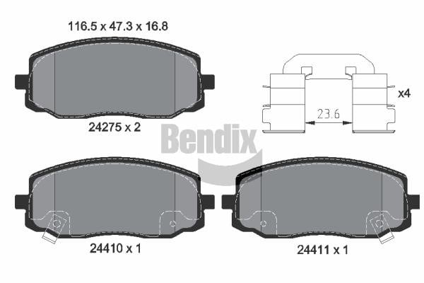 Bendix USA BPD1267 Гальмівні колодки, комплект BPD1267: Приваблива ціна - Купити у Польщі на 2407.PL!